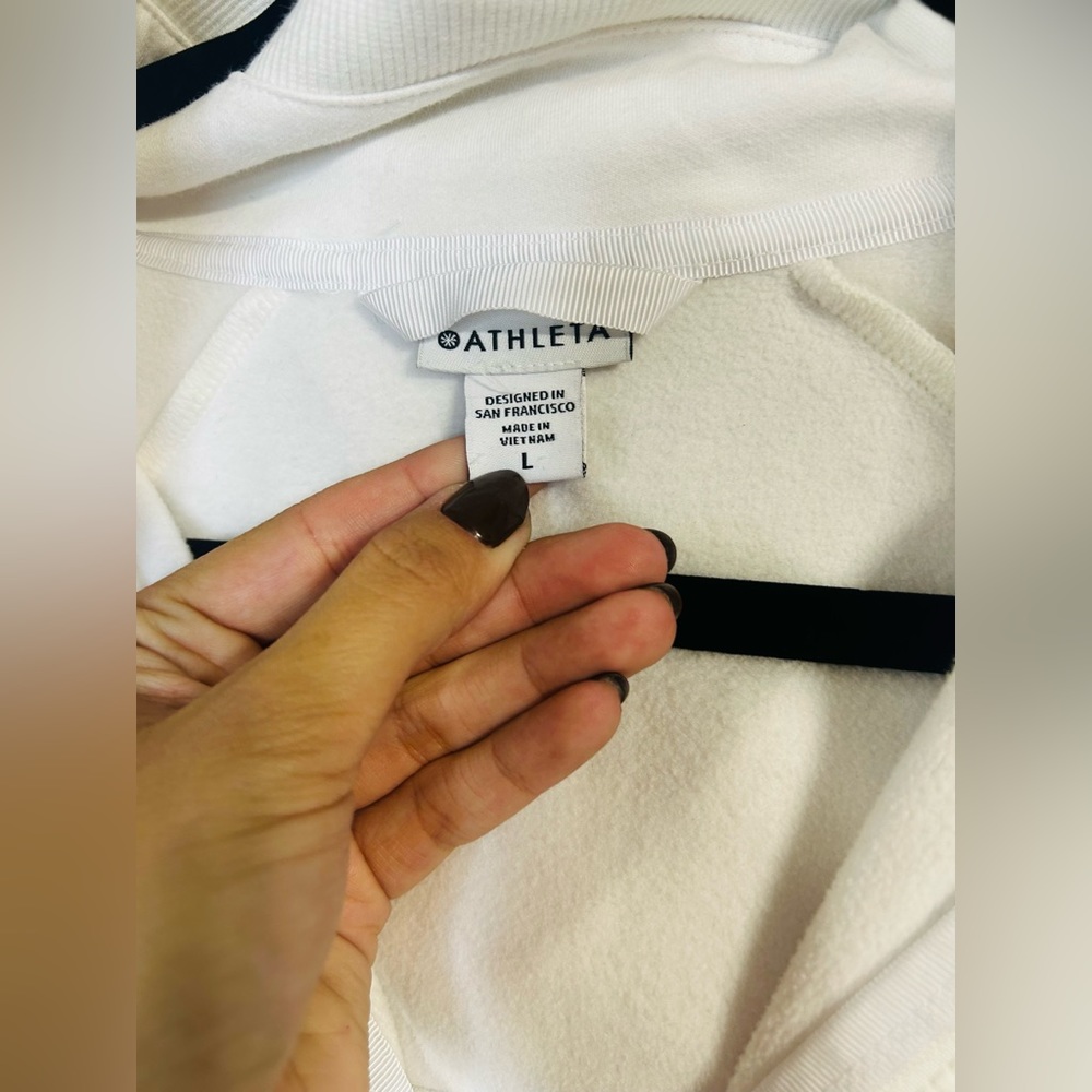 Athleta White Hoodie Size L - Picture 3 of 10